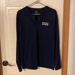 Michael Kors Henley mens long sleeve tee shirt